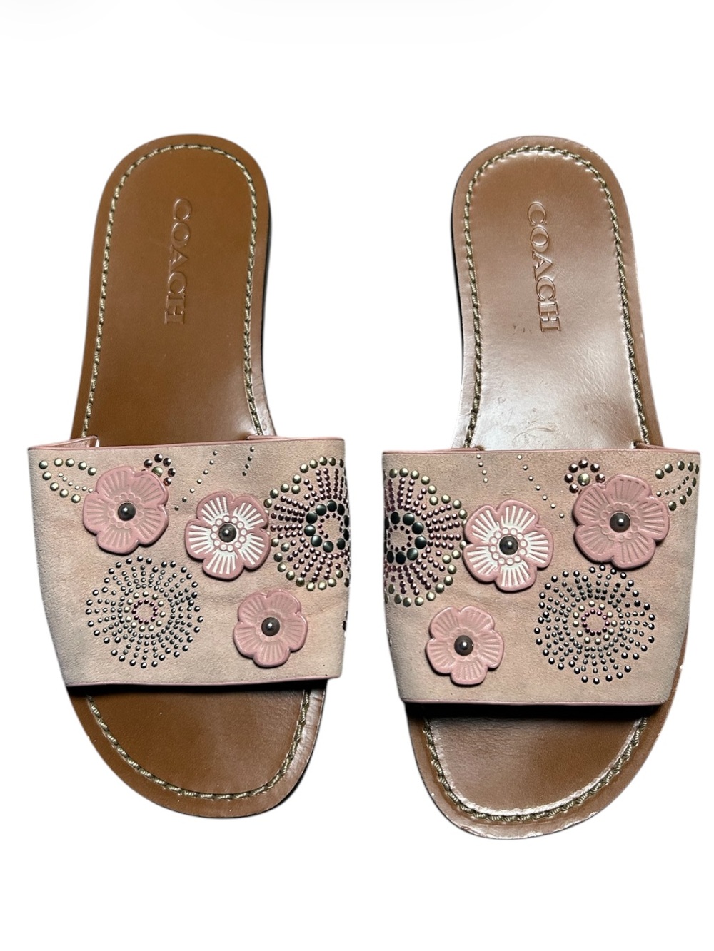 Coach Slide With Tea Rose Rivets In Light Pink Size 8.5 - Picture 3 of 5